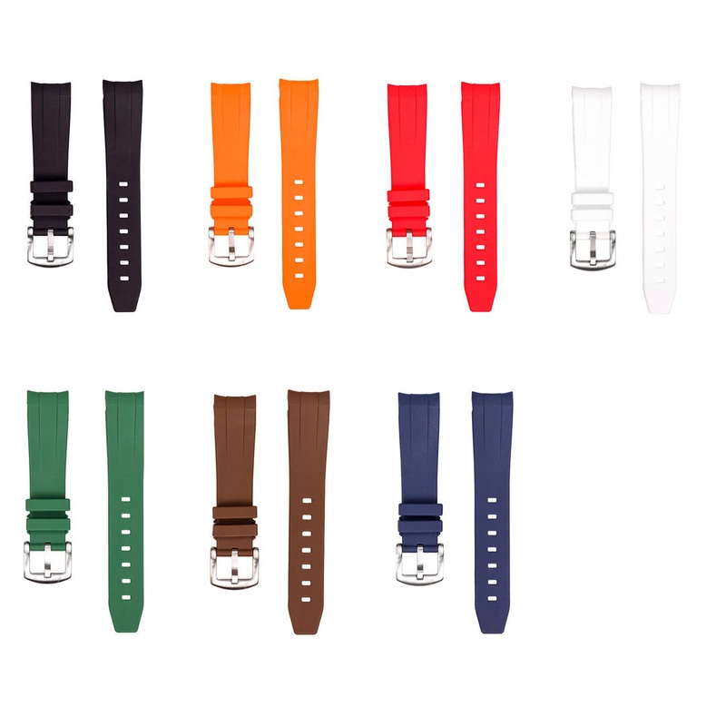 21mm – Curved Rubber Strap|Orange|Red|White|Green|Cumin|Blue