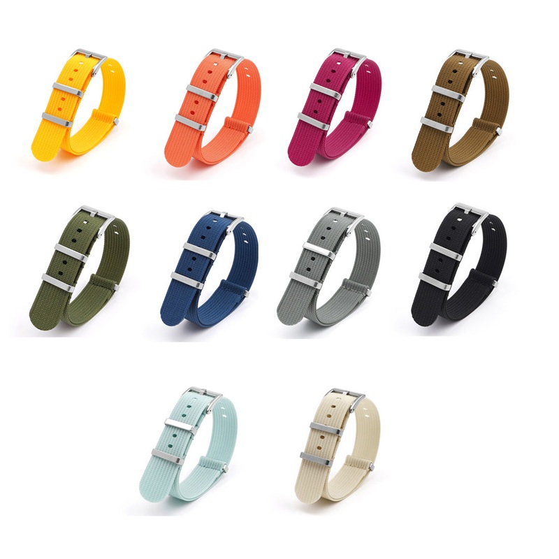 Fabric Straps|Black|Grey|Red|Navy|Army Green|Brown|Orange|Yellow|Beige|Lake Blue|20mm|22mm|24mm