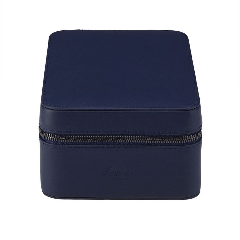 Hyde Park Blue Leather 4 Watch Zip Case