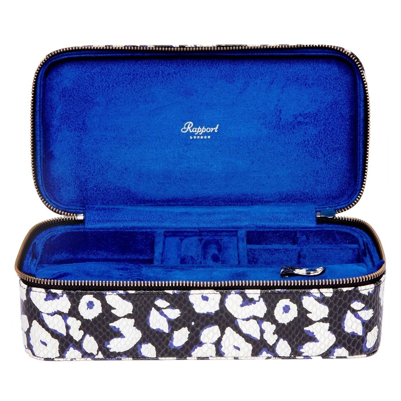 Sloane Jewellery Zip Case Rose Textured leather – Blue