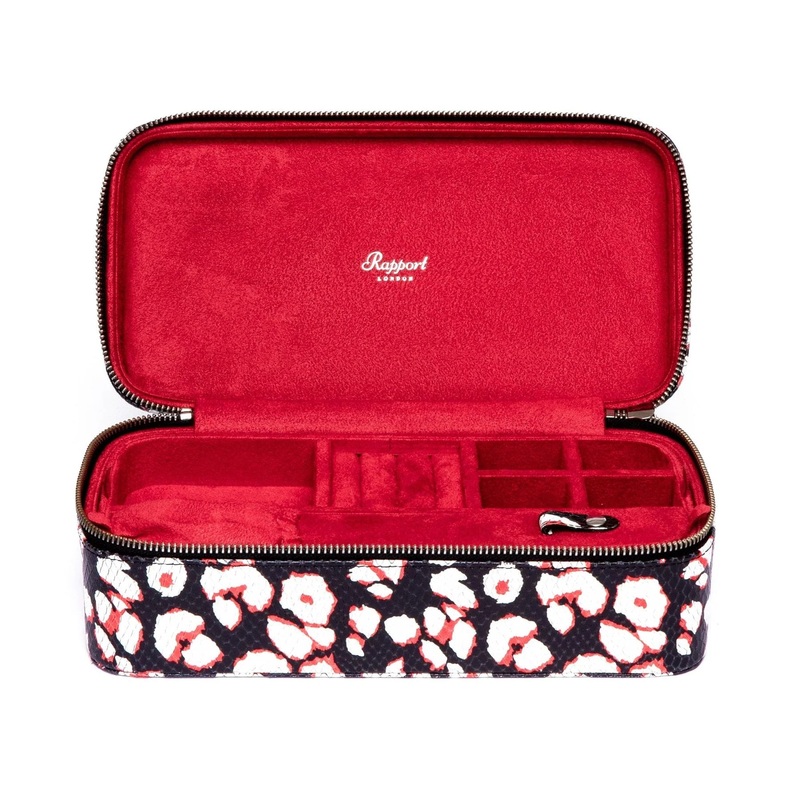 Sloane Jewellery Zip Case Rose Textured leather – Red