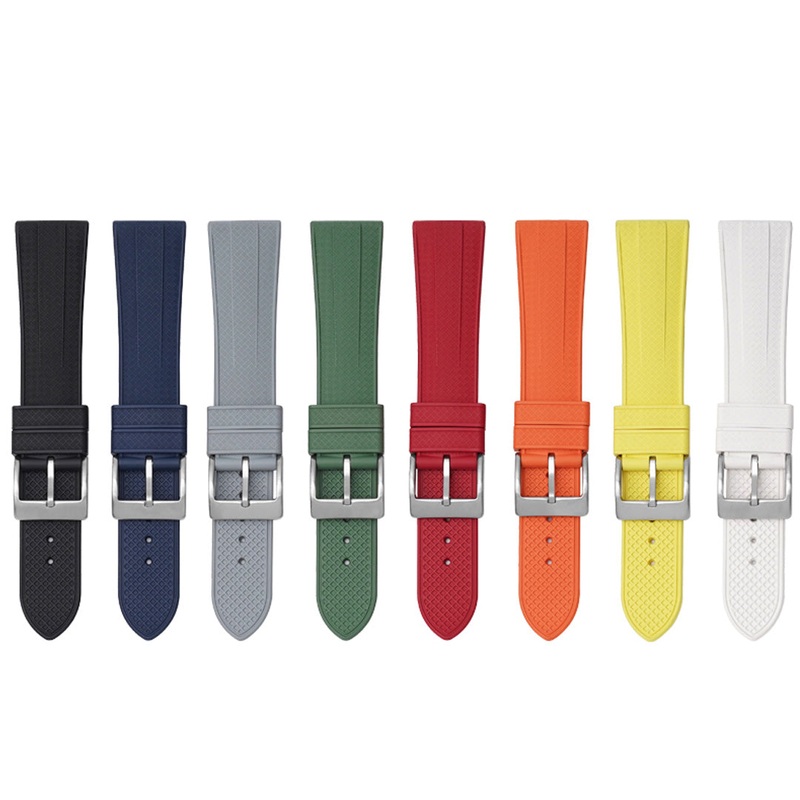 Gridline – TK Rubber Straps|Grey|Orange|Black|Green|Navy Blue|Red|Yellow|White|18mm|20mm|22mm|24mm