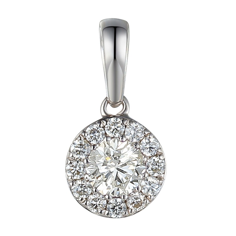 Diamond April Birthstone Collection 18ct White Gold Cluster Pendant
