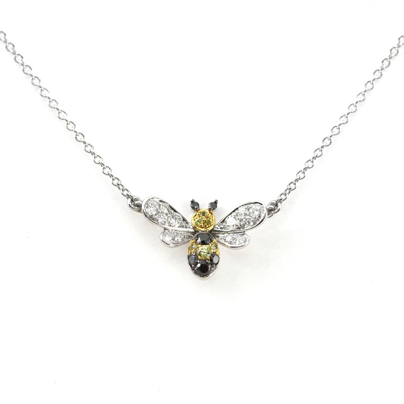 Diamond Set 18ct White Gold Bee Pendant