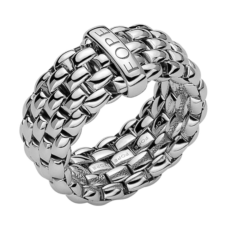FOPE Flex’it Essentials 18ct White Gold Wide Ring Medium
