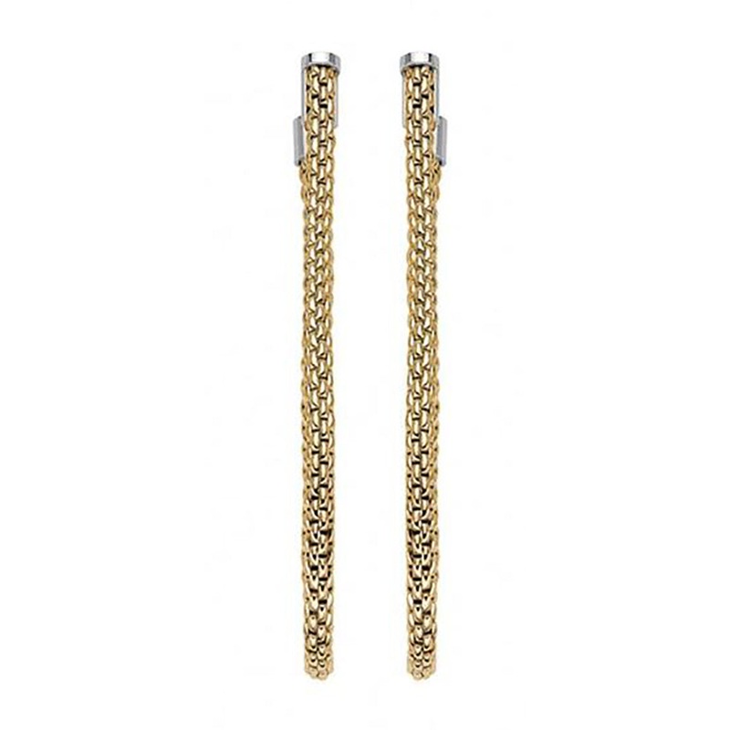 FOPE Flex’it Essentials 18ct Yellow and White Gold Oval Mesh Large Hoop Earrings