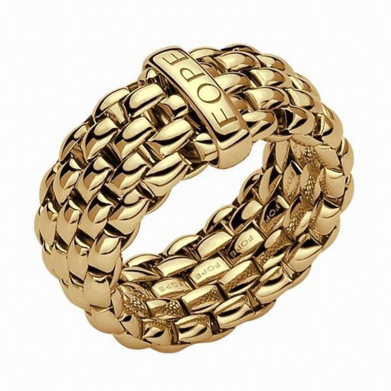 FOPE Flex’it Essentials 18ct Yellow Gold Wide Ring Medium