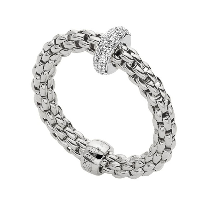 FOPE Prima 18ct White Gold 0.18ct Diamond Set Ring Medium