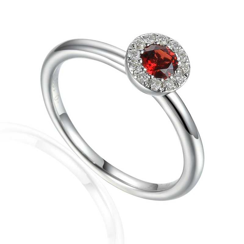 Garnet January Birthstone Collection 18ct White Gold Cluster Ring