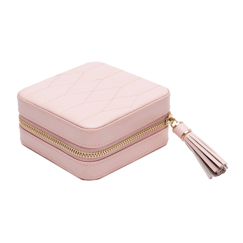 WOLF Caroline Rose Quartz Zip Travel Jewellery Case