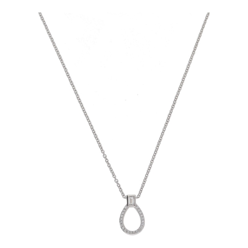 Diamond Open Drop 18ct White Gold Necklace