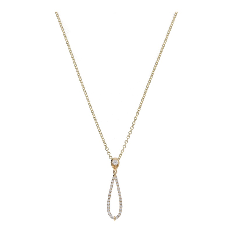 Diamond Open Teardrop 18ct Yellow Gold Necklace