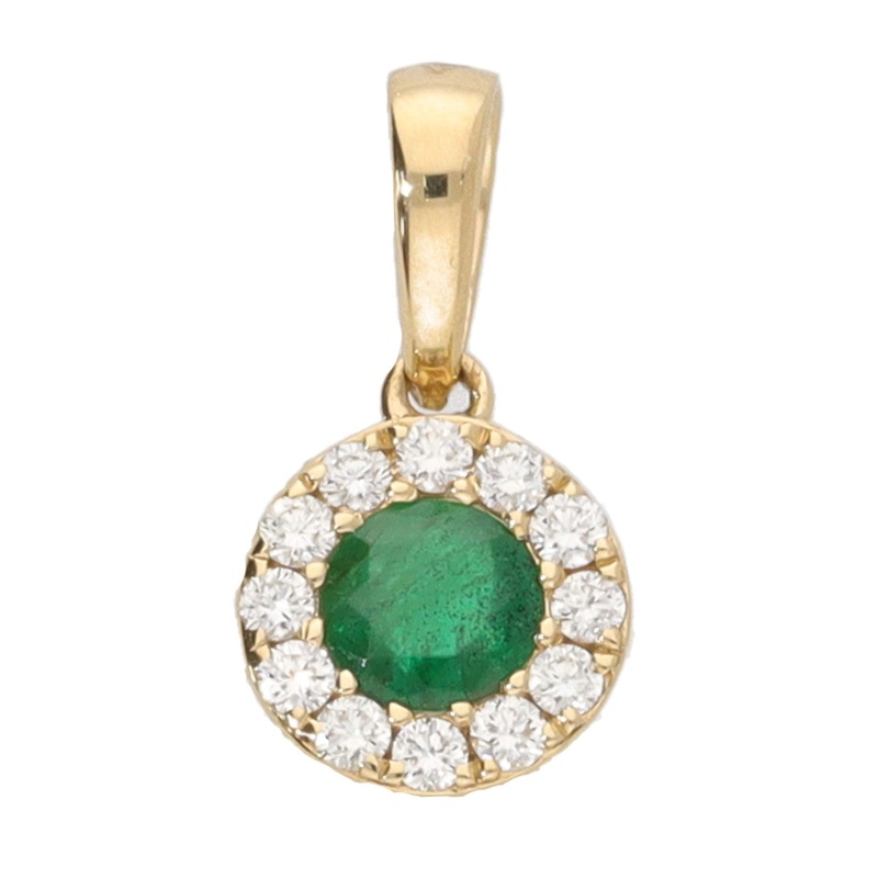 Emerald and Diamond 18ct Yellow Gold Pendant