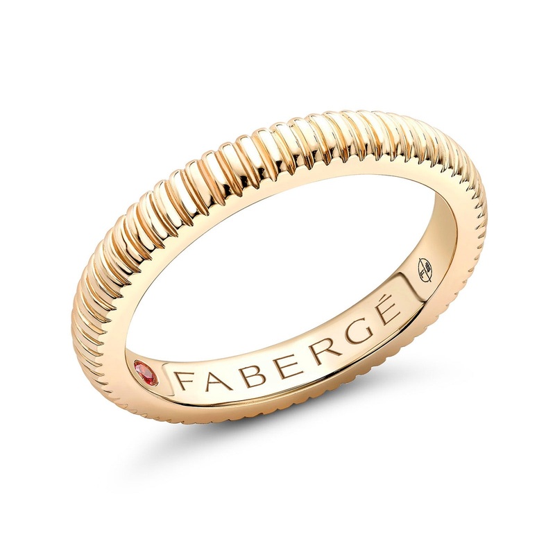 Faberg Colours of Love 18ct Yellow Gold Ruby Set Fluted Ring