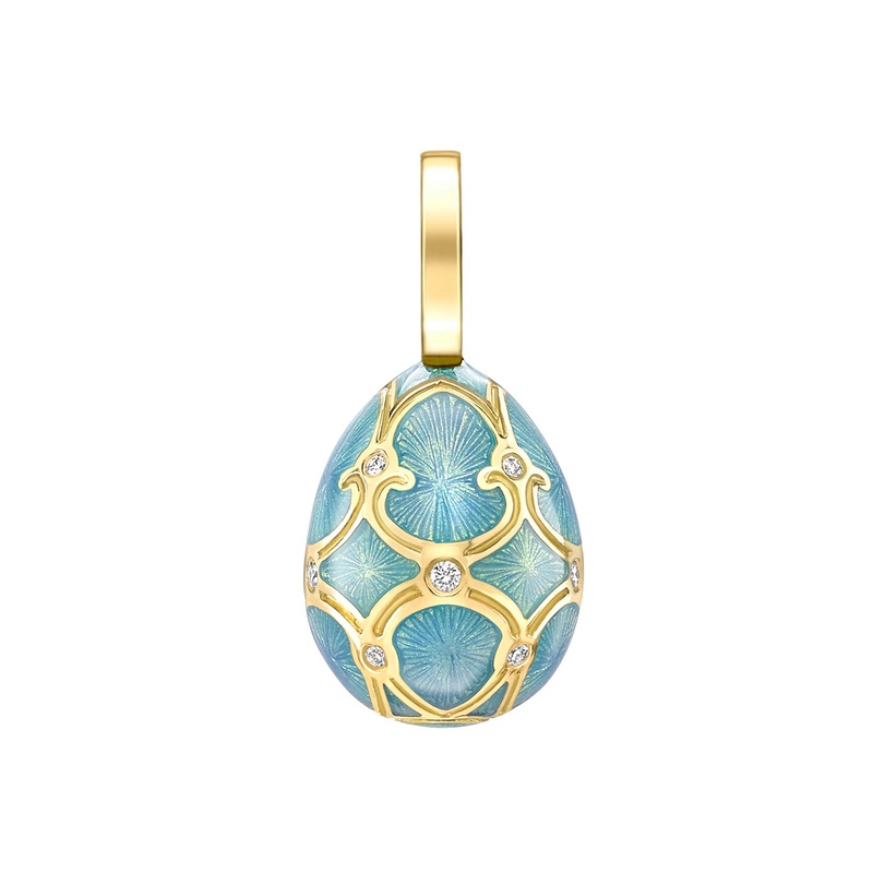 Faberg Heritage Yellow Gold Turquoise Guilloch Enamel Egg Charm
