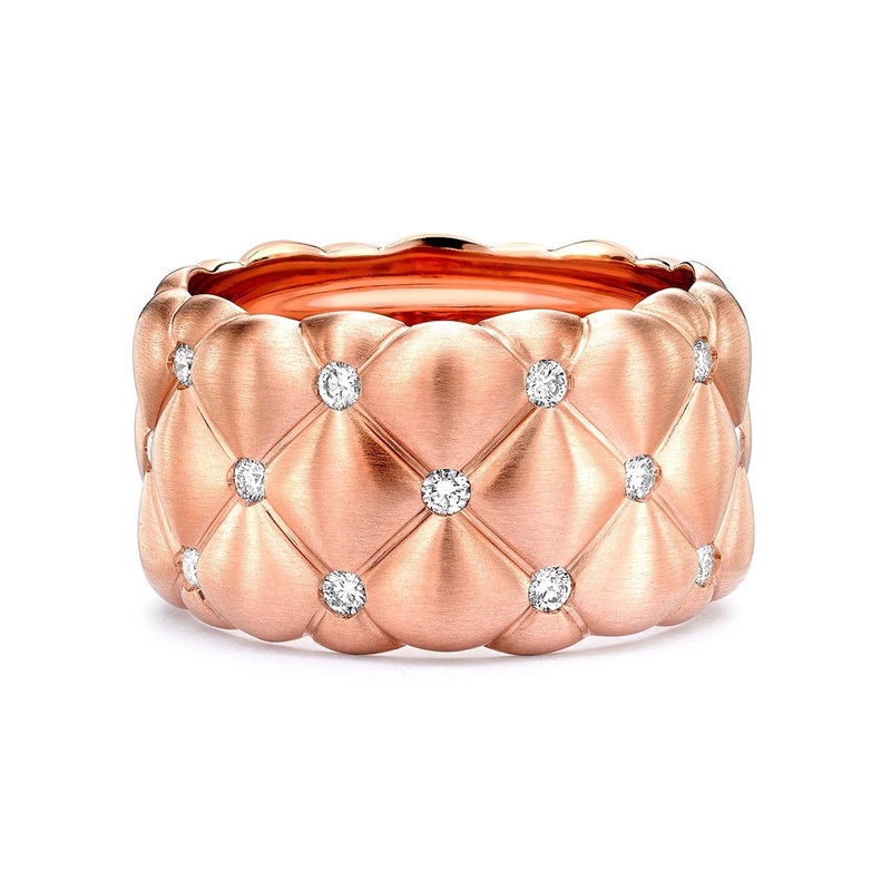 Faberg Treillage Brushed Rose Gold & Diamond Set Grand Ring