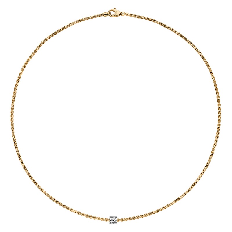 FOPE Aria 18ct Yellow Gold 0.17ct Diamond Set Necklace 43cm