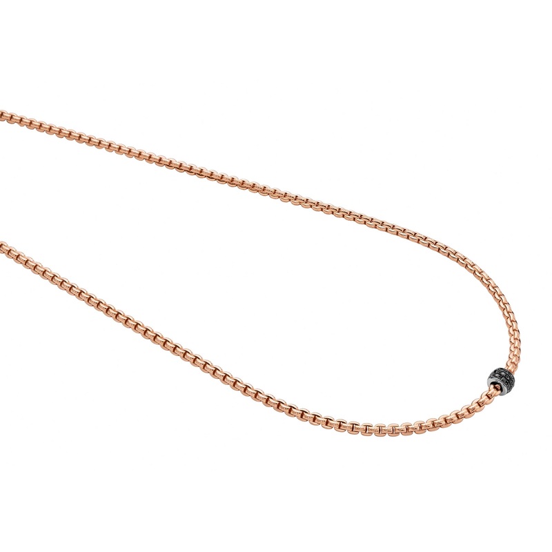 FOPE Flex’it Eka 18ct Rose and White Gold 0.20ct Black Diamond Set Necklace 50cm