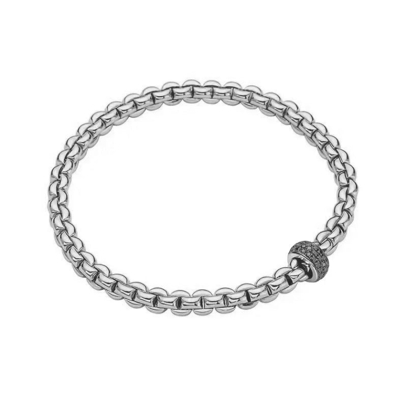 FOPE Flex’it Eka 18ct White Gold 0.41ct Black Diamond Set Bracelet Large