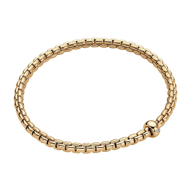 FOPE Flex’it Eka 18ct Yellow Gold 0.01ct Diamond Set Bracelet Medium