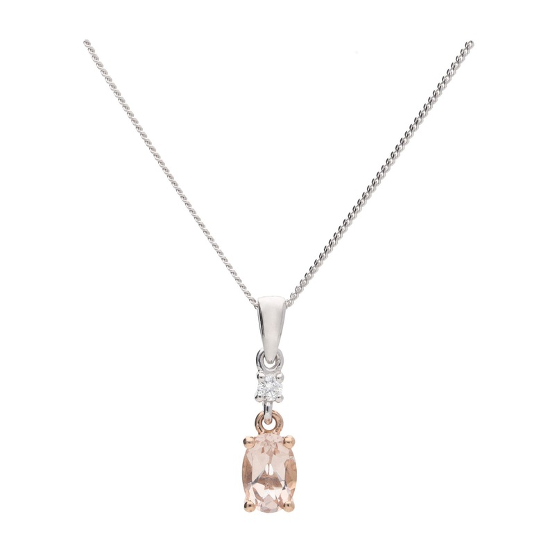 Morganite and Diamond 18ct Rose Gold Pendant