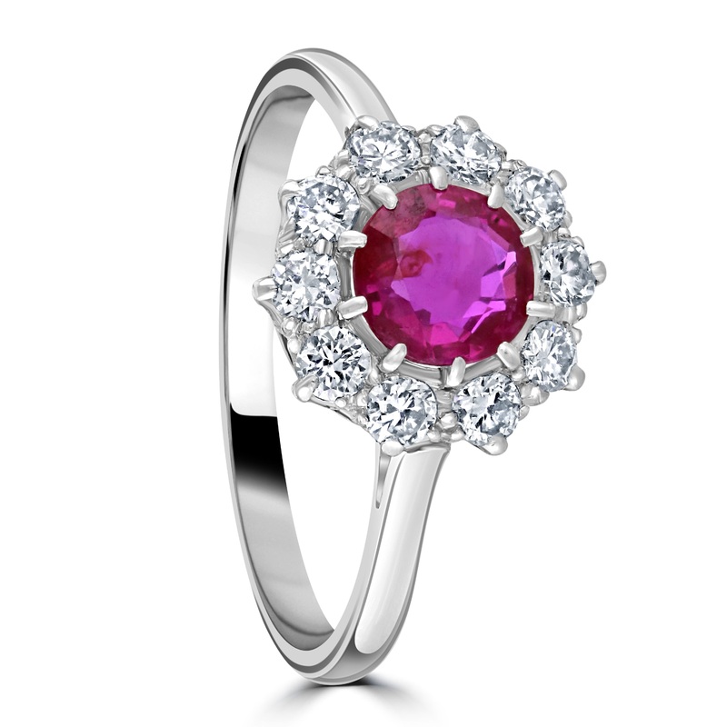 Pre-Owned Ruby and Diamond Circular Cluster Ring