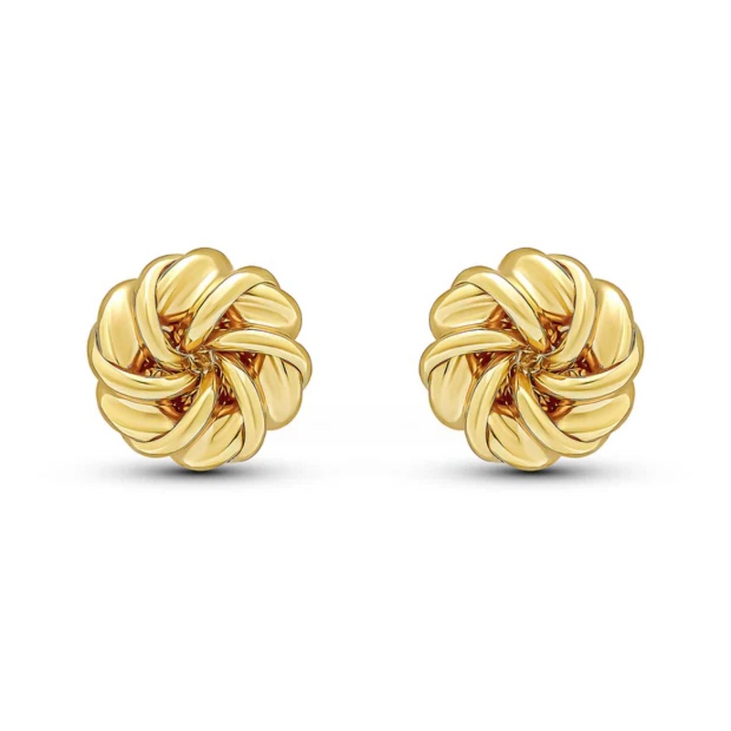 Ribbon Swirl 18ct Yellow Gold Knot Stud Earrings