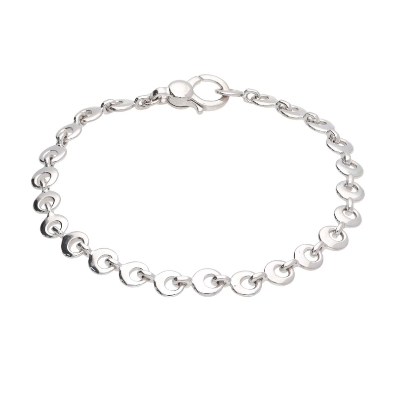 Round Link 9ct White Gold Bracelet