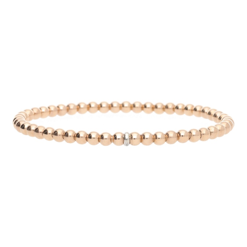Stretchable 18ct Rose Gold Bead Bracelet