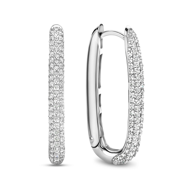 Ti Sento Cubic Zirconia Set Elongated Oval Hoop Earrings 7902ZI