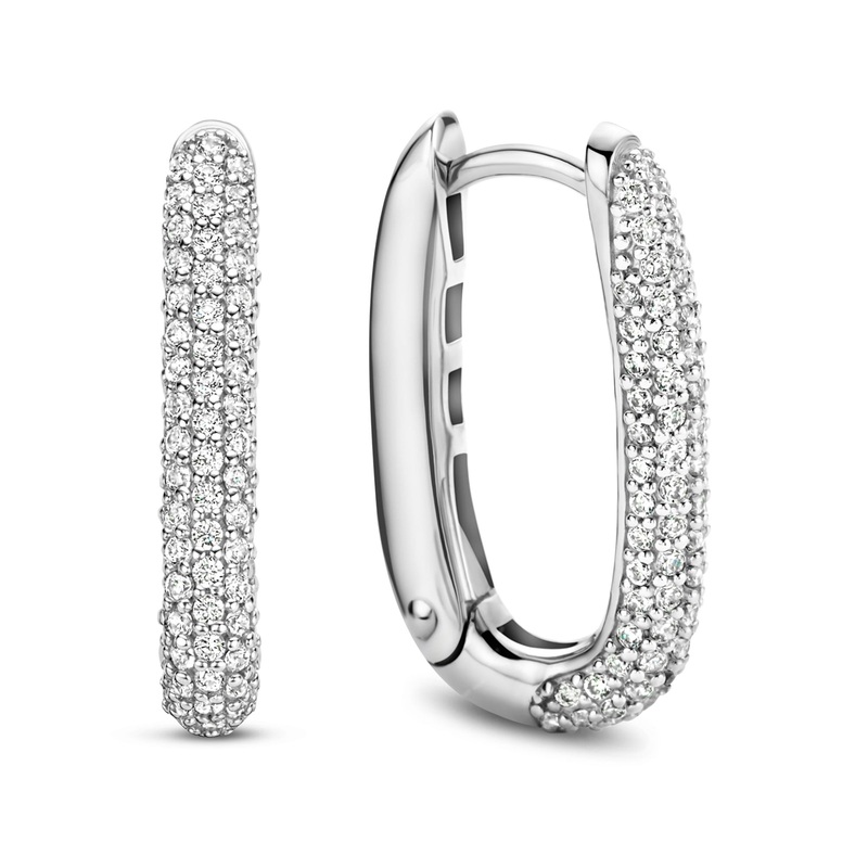 Ti Sento Cubic Zirconia Set Oval Hoop Earrings 7901ZI