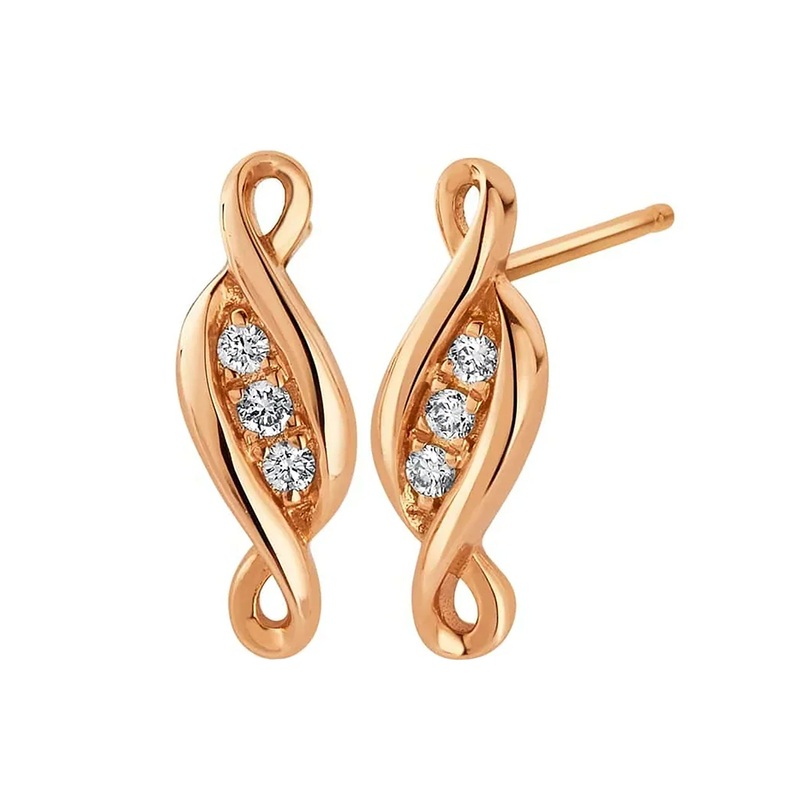 Clogau Past Present Future 18ct Solid Gold 1854 Blend Stud Earrings with Diamonds 1854PPF0352
