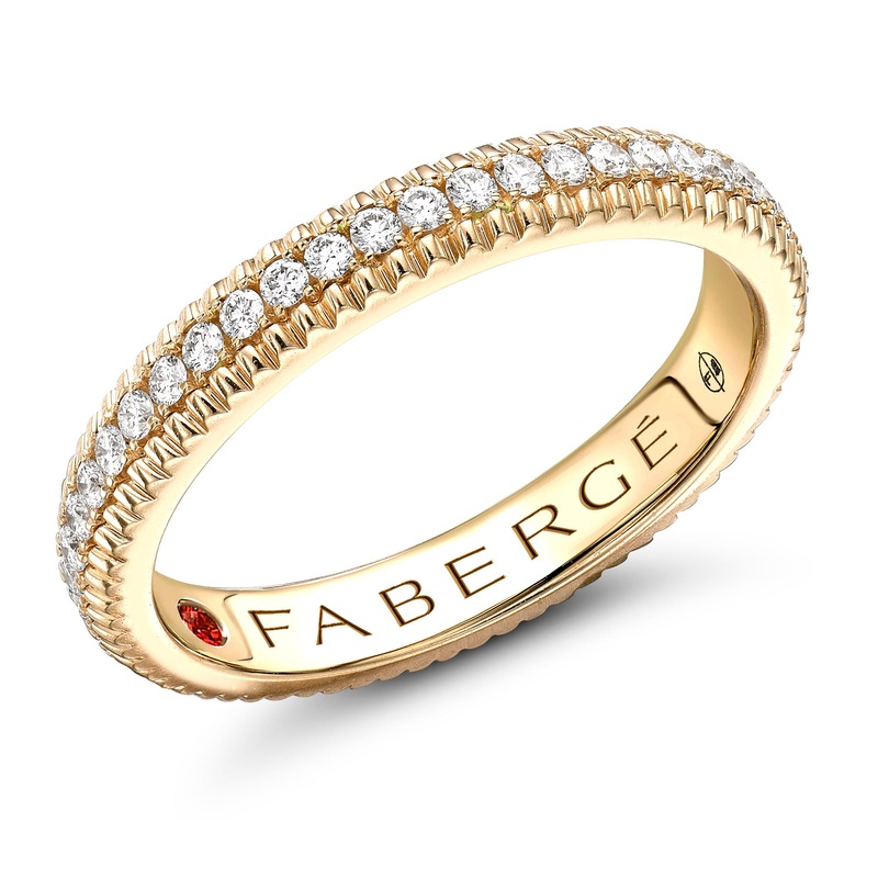 Faberg Colours of Love 18ct Yellow Gold Diamond Set Fluted Ring