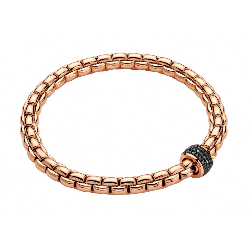FOPE Flex’it Eka 18ct Rose Gold 0.56ct Black Diamond Set Bracelet Large