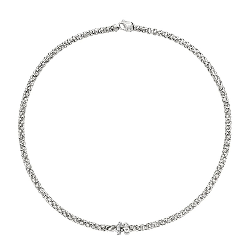 FOPE Flex’it Solo 18ct White Gold 0.29ct Diamond Set Necklace 43cm