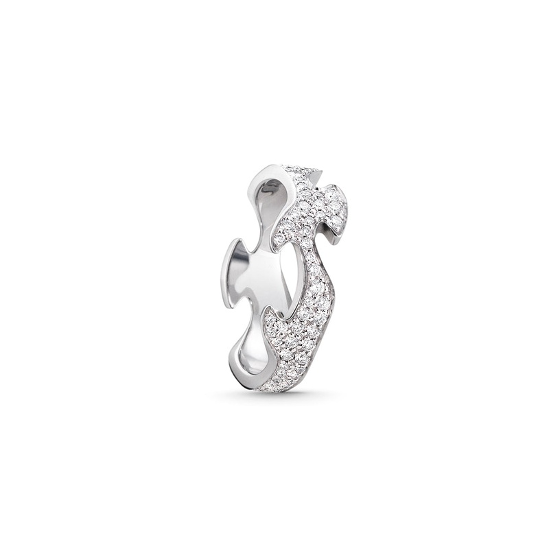 Georg Jensen FUSION 18ct White Gold Diamond Centre Ring Size 56 (O)