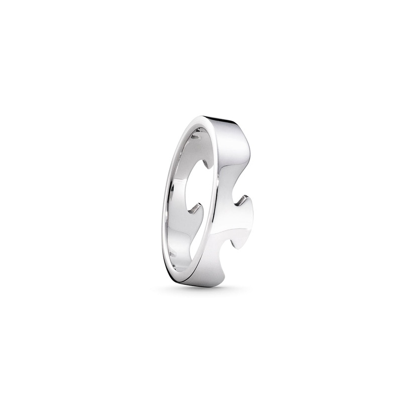 Georg Jensen FUSION 18ct White Gold End Ring Size 56 (O)