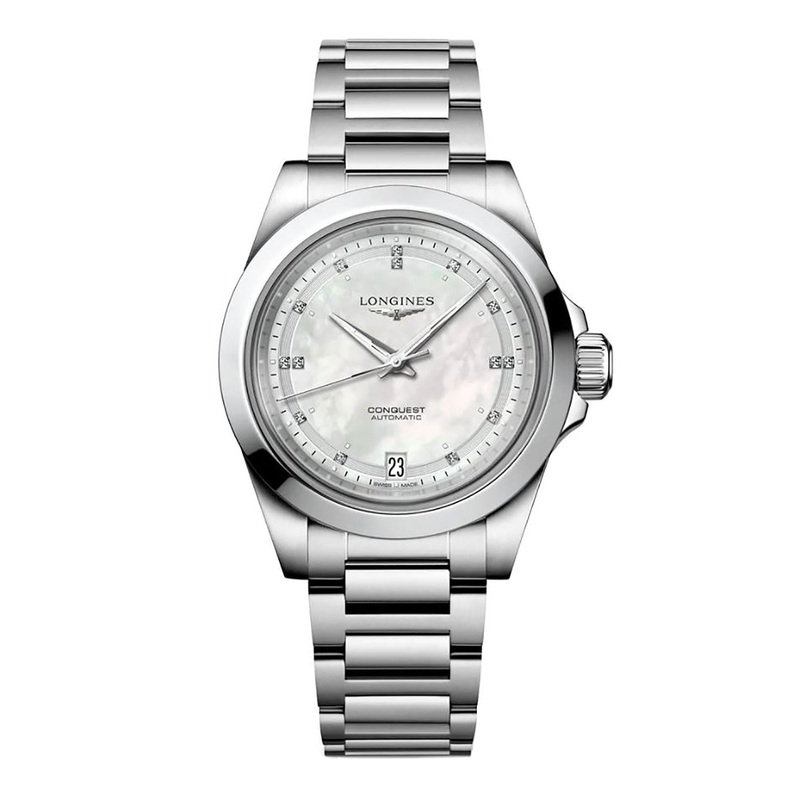 Longines CONQUEST 34mm Mother of Pearl Automatic Watch L34304876