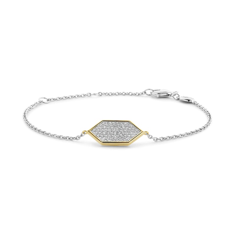 Ti Sento Yellow Gold Plated Pav Cubic Zirconia Hexagonal Bracelet 23028ZY