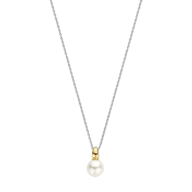 Ti Sento Yellow Gold Plated Synthetic Pearl Drop Necklace 34037YP