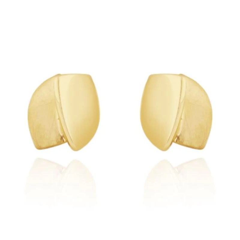 Brushed and Polished 9ct Yellow gold Stud Earrings