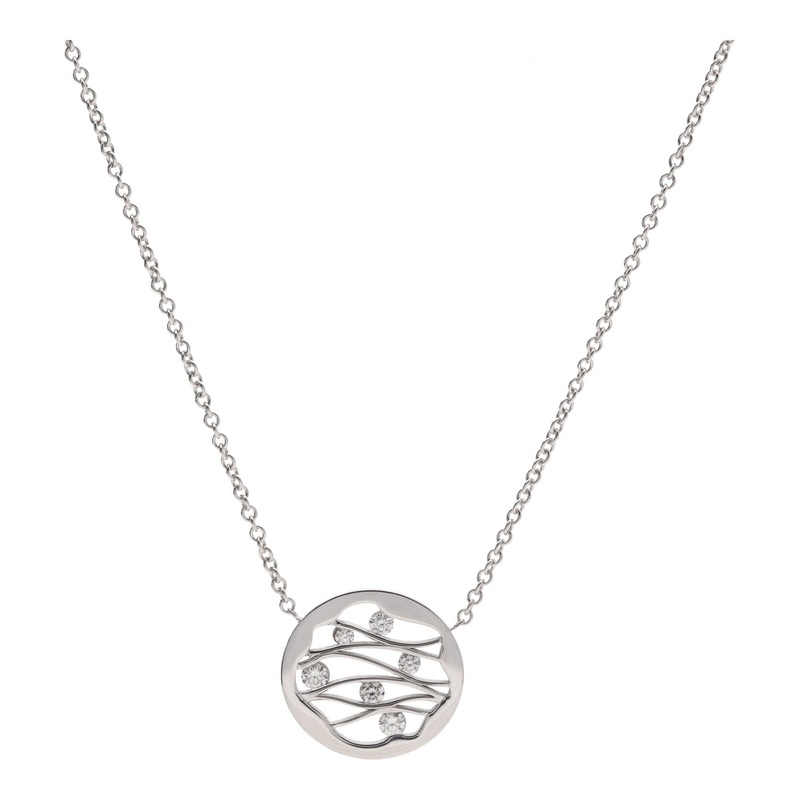 Diamond 0.29ct 18ct White Gold Circular Wave Necklace