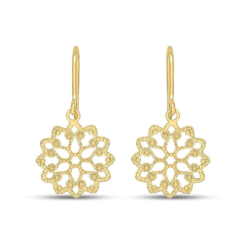 Filigree Flower 9ct Yellow Gold Drop Earrings