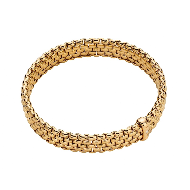 FOPE Flex’it Panorama 18ct Yellow Gold 0.01ct Diamond Set Bracelet Large