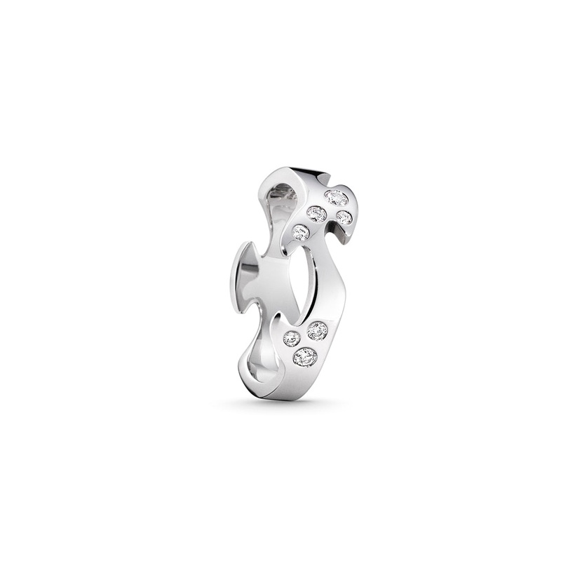 Georg Jensen FUSION 18ct White Gold Diamond Scatter Centre Ring Size 56 (O)