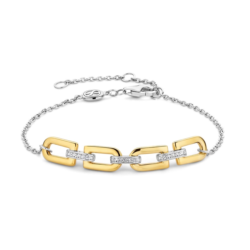 Ti Sento Yellow Gold Plated Cubic Zirconia D-Link Bracelet 23032ZY