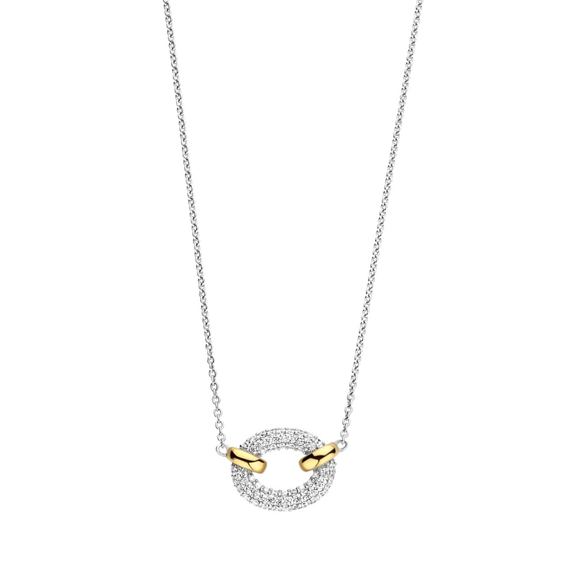 Ti Sento Yellow Gold Plated Cubic Zirconia Oval Link Necklace 34026ZY