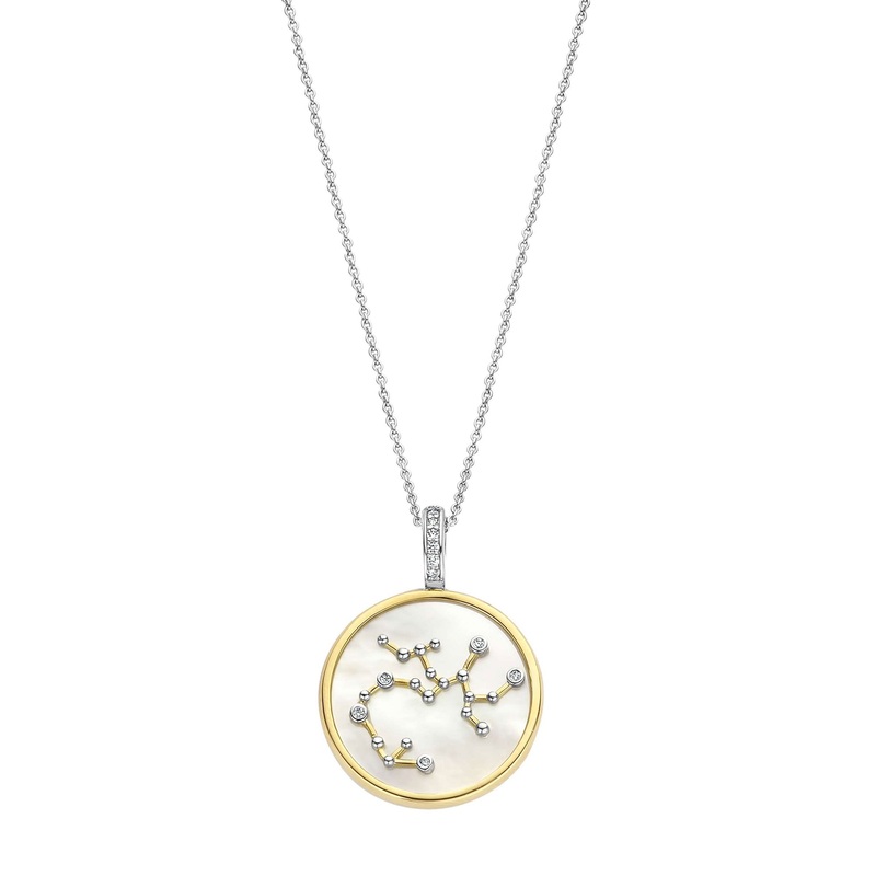 Ti Sento Yellow Gold Plated Mother of Pearl Cubic Zirconia Zodiac Sagittarius Pendant 6826SA
