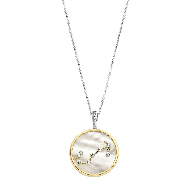 Ti Sento Yellow Gold Plated Mother of Pearl Cubic Zirconia Zodiac Scorpio Pendant 6826SC