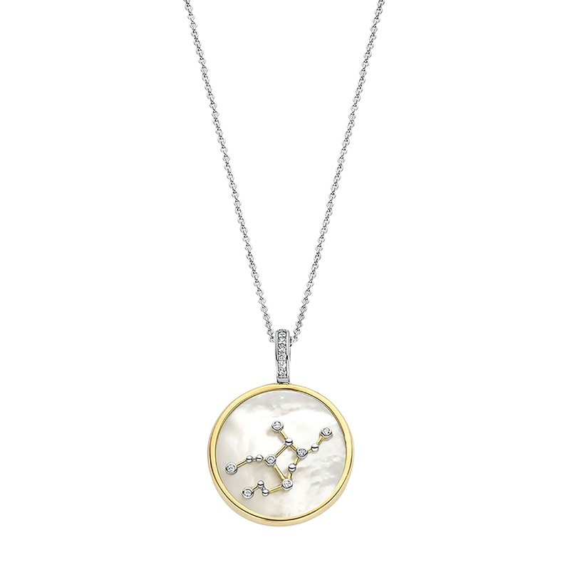Ti Sento Yellow Gold Plated Mother of Pearl Cubic Zirconia Zodiac Virgo Pendant 6826VI